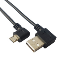 China Manufacturer Custom Angle Cable 24AWG Nickel Plating Connector Micro 5PIN USB Cable